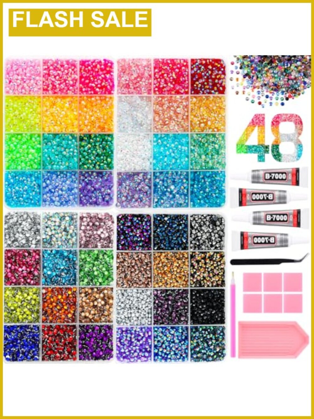 32000 Flatback Rhinestones 3mm Bedazzling Kit with Glue and Tools